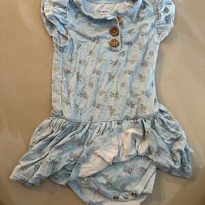 Posh Peanut Light Blue Floral Button-Front Onesie